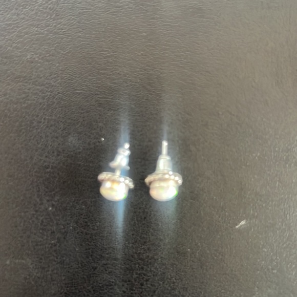 Opal stud and Sterling silver earrings - Picture 2 of 2
